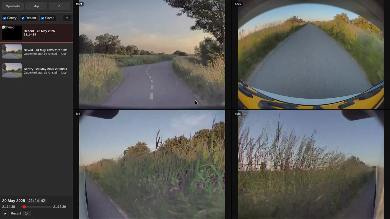 TeslaCam: multicam player for dashcam footage